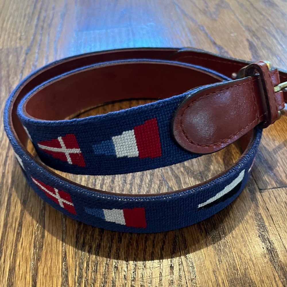Brooks brothers needlepoint preppy sailing theme nautical belt size 36